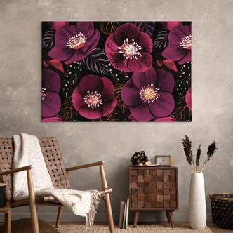 Leinwandbild Florale Blütenpracht in Purpurtönen - Anis Illustration 