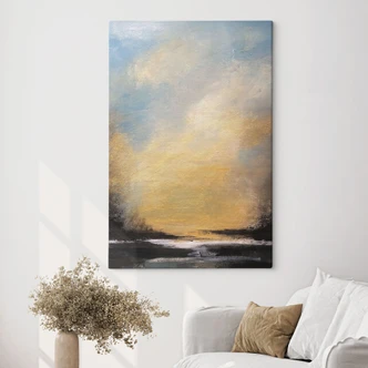 Tableau sur toile avec paysage - Lumière dorée dans le ciel du soir - Bergius 