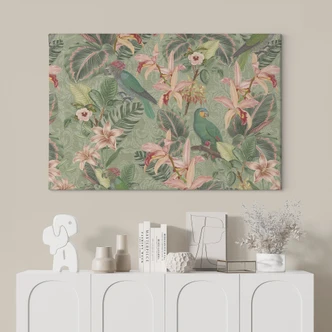 Canvastavla djungel med papegojor grön - Bloomery Decor 