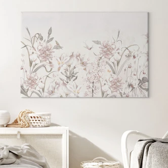 Tableau sur toile Prairie florale en rose clair - Bloomery Decor 