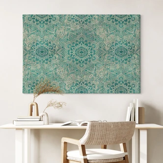 Canvastavla Mandala Boho Guld-grön | Geometriskt prov - Bloomery Decor 