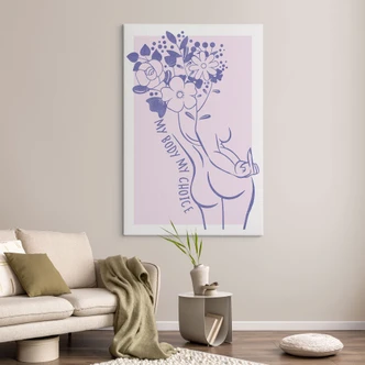 Leinwandbild Body Positivity - Line Art Floral 