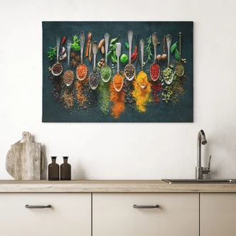 Leinwandbild Bunte Vielfalt an Gewürzen Leinwandbild Bunte Vielfalt an Gewürzen