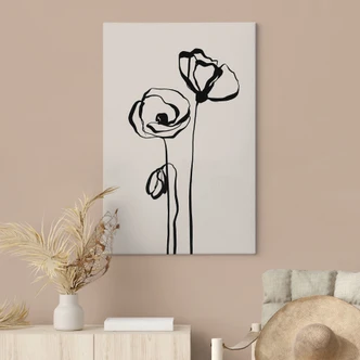Leinwandbild Line Art Zwei Mohnblumen - Cats & Dotz 