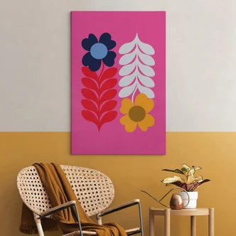 Leinwandbild Collett - Bunte Retroblumen 