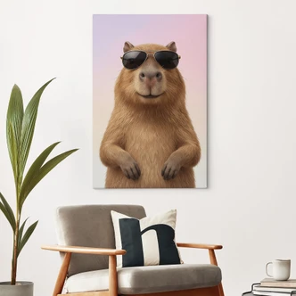 Canvastavla cool kapybara med solglasögon 
