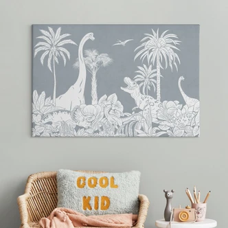 Leinwandbild Im Land der Dinosaurier - Blau - Kikki Belle 