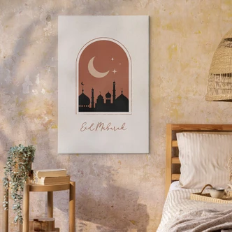 Canvas Eid Mubarak bij Nacht 