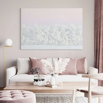 Canvas print Snowy winter forest with moon - EMELIEmaria 