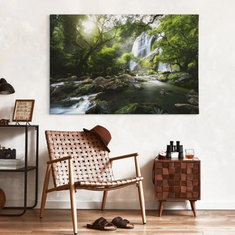 Leinwandbild Wasserfall im Wald - Naturfotografie - Foto 