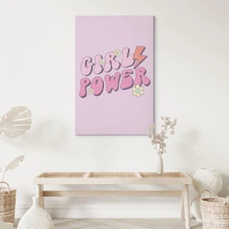Leinwandbild Girl Power Retro Schriftzug Lila 