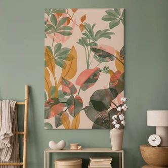 Canvas print Garden with tropical plants - Goed Blauw 