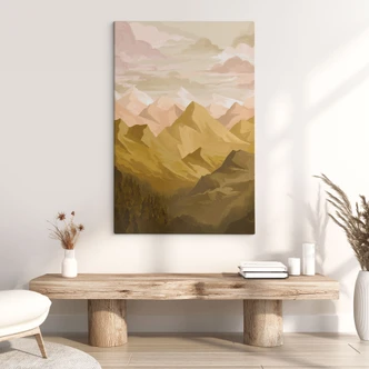 Canvas print Golden mountains at sunset - Goed Blauw 