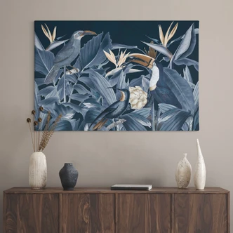 Lienzo Aves tropicales en el bosque de noche - Haase 