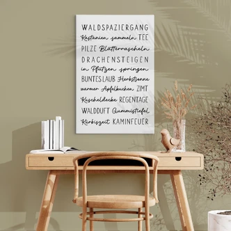 Leinwandbild Herbstliche Worte - Typografie 