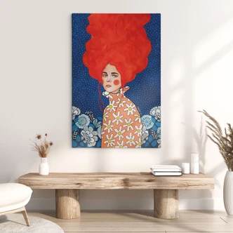 Lienzo Mujer pelirroja con flores - Hülya 