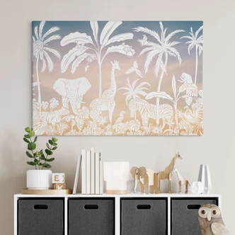 Canvas print Jungle paradise with wild animals - Ombre - Kikki Belle 