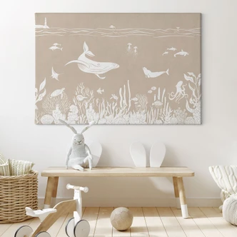 Canvasbillede Fascinerende havdyr i havet - Brun - Kikki Belle 