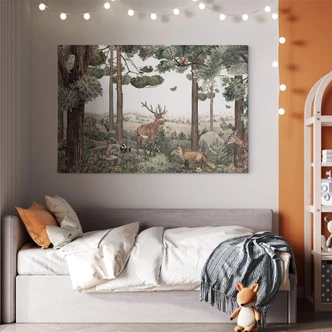 Leinwandbild Kikki Belle - Heimische Tiere im Wald 