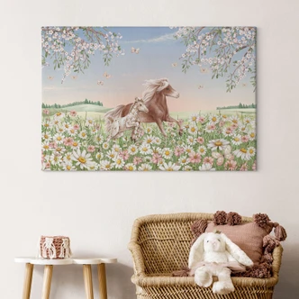 Obraz na płótnie Konie na kwiecistej łące - Kikki Belle 