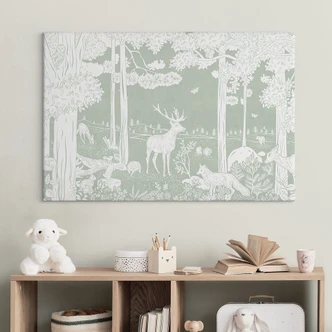Leinwandbild Waldidylle in Grün - Oase für Wildtiere - Kikki Belle 