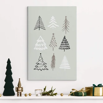 Leinwandbild Weihnachten - Tannenbäume Illustration - Kristina 