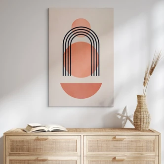 Canvas  Abstrakt geometri i ferskenfarver - Kubistika 