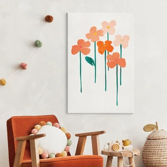 Canvas  Små blomster i ferskenfarver - Kubistika 