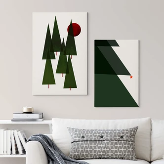 Canvas Kubistika - Abstracte Kerstbomen Canvas Kubistika - Abstracte Kerstbomen