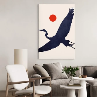 Canvas Kubistika - Trane med rød sol 