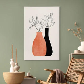 Canvas Vaser i sort og orange - Kubistika 