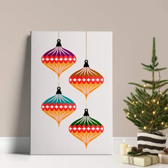 Tableau sur toile Kubistika -  Boules de Noël Rétro 