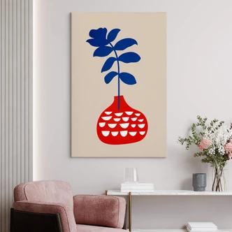 Canvas Kubistika - Vild blomst i rød vase Canvas Kubistika - Vild blomst i rød vase