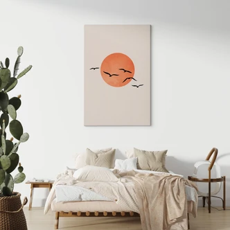 Canvas Trækfugle flyver mod solen - Kubistika 