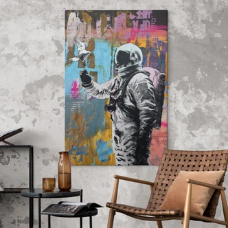 Leinwandbild Astronaut mit Taube | Digitale Collage - Kuryliuk 