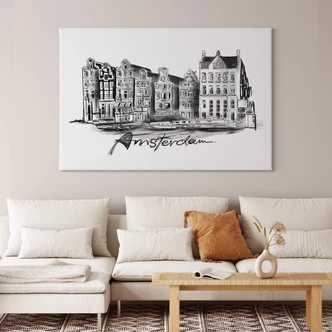 Leinwandbild Amsterdam - Schwarz-Weiß - Love your City 