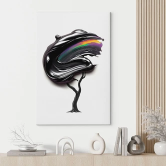 Canvasbillede træ med sort 3D-krone - Mielu 