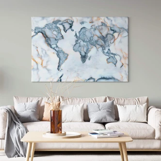 Canvas Mielu - Wereldkaart Marmerlook 