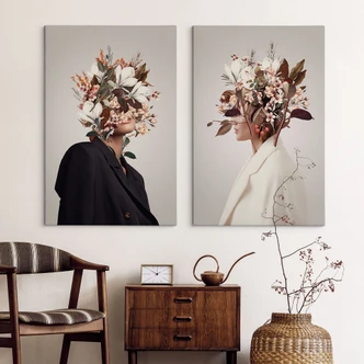 Lienzo Arreglo floral femenino - Polilla 