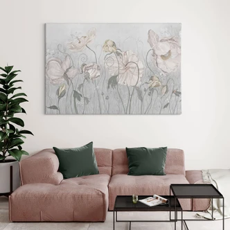 Canvas schilderij vintage stijl bloemen in grijs - Ms Tiff 