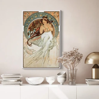 Canvas Mucha - De Vier Kunsten: Muziek 