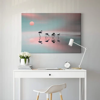 Tableau sur toile Natalia - Famille de flamants roses 