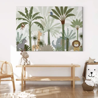 Leinwandbild Kinderzimmer Niedliche Tiere im Dschungel - Oliver Robins 