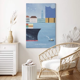 Leinwandbild Hamburg mit Hafen - Rivers 