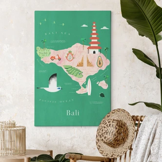Leinwandbild Karte von Bali - Rivers 