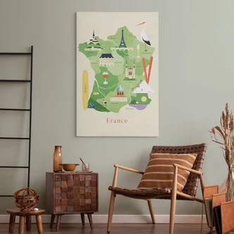 Leinwandbild Karte von Frankreich - Rivers 