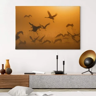 Canvas Rosenblatt - Zwerm Vogels in de Ochtend 