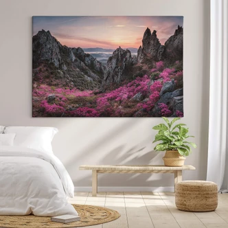 Leinwandbild Seo - Felsige Landschaft im Sonnenuntergang 
