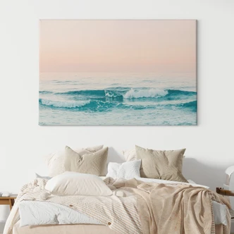 Canvas Blauwe zee ontmoet roze lucht in Griekenland - Sisi & Seb 