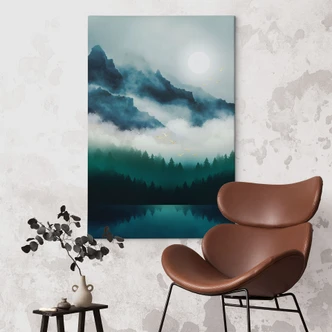Leinwandbild Neblige Landschaft in der Nacht - SpaceFrog Designs Leinwandbild Neblige Landschaft in der Nacht - SpaceFrog Designs
